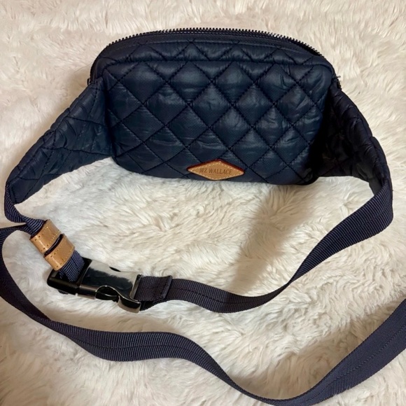 MZ Wallace Dawn Navy Quilted Nylon Metro Sling Belt Bag Fanny Pack - Picture 5 of 7